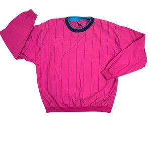 Eddie Bauer Windbreaker Shirt Mens XL Pink Nylon Crewneck Pullover Vintage 90s